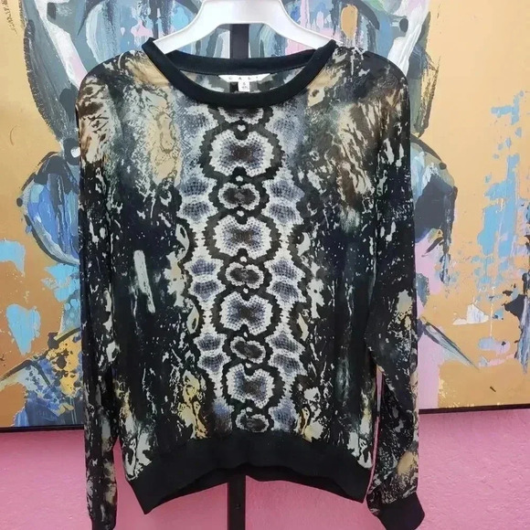 CAbi Tops - CAbi #572 Dressed Up Sheer Python Sweatshirt/Top